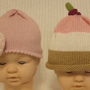 Set of 2 Baby Beanies – Alpaca Fiber Blend – Boutique Heirloom Quality